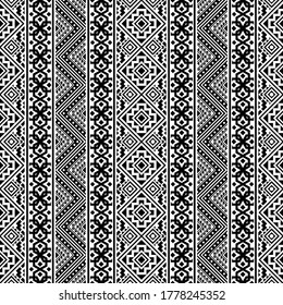 Geometric Ethnic pattern on white background. Ornament. Border. Seamless sample. It can be used as a background. Vector illustration