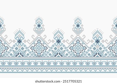 Patrón étnico geométrico sobre fondo blanco, Ilustración vectorial, patrón floral geométrico, bordado oriental geométrico, estilo azteca, fondo abstracto. diseño para textura, tela, ropa, decoración.
