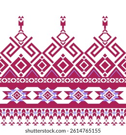 Geometric ethnic pattern on white background in brick red and gray tones. Seamless native american tribal fabric. Suitable for textiles, rugs. Vector illustration design. Traditional Indian pattern.