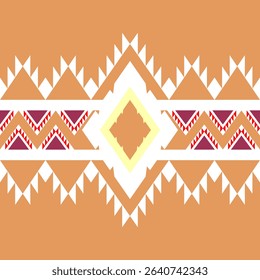 geometric ethnic pattern Orange-white. Native American tribal fabric, design vector for woven textile printing,carpet,cards,motifs, picture books,boho indian ornament seamless Southwest Aztec pattern