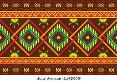 Geometric ethnic pattern oriental.  Design for fabric, curtain, background, carpet, wallpaper, clothing, wrapping, Batik, fabric,Vector illustration.