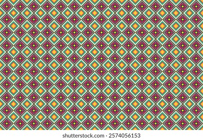 Geometric ethnic pattern oriental design on dark midnight navy background. Traditional geometry abstract with pink, white, yellow, green color for wallpaper handcraft, carpet, clothing, fabric design.