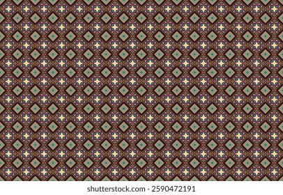 Geometric ethnic pattern oriental design on dark midnight navy background. Traditional geometry abstract with pink, white, yellow, green color for wallpaper handcraft, carpet, clothing, fabric design.