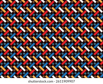 Geometric ethnic pattern oriental design on dark midnight navy background. Traditional geometry abstract with pink, white, yellow, green color for wallpaper handcraft, carpet, clothing, fabric design.