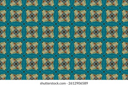 Geometric ethnic pattern oriental design on dark midnight navy background. Traditional geometry abstract with pink, white, yellow, green color for wallpaper handcraft, carpet, clothing, fabric design.