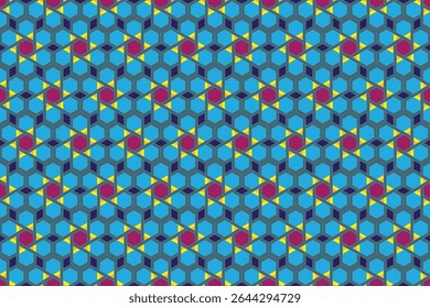 Geometric ethnic pattern oriental design on dark midnight navy background. Traditional geometry abstract with pink, white, yellow, green color for wallpaper handcraft, carpet, clothing, fabric design.
