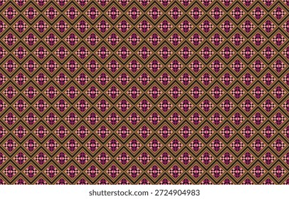 Geometric ethnic pattern oriental design on dark midnight navy background. Traditional geometry abstract with pink, white, yellow, green color for wallpaper handcraft, carpet, clothing, fabric design.
