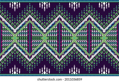 Geometric ethnic pattern oriental traditional design. Embroidery style for background, bags, ikat, jacket,  carpet, wallpaper, clothing, wrapping, fabric. Seamless vector illustration. CMYK color mode