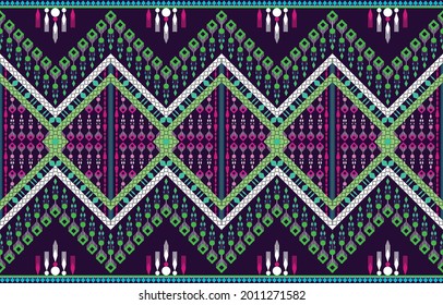 Patrón geométrico étnico oriental diseño tradicional. Estilo bordado para fondo, bolsas, ikat, chaqueta, alfombra, papel pintado, ropa, envoltura, tela. Ilustración vectorial sin inconvenientes. modo de color CMYK