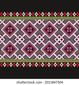 Patrón geométrico étnico oriental diseño tradicional. Estilo bordado para fondo, bolsas, ikat, chaqueta, alfombra, papel pintado, ropa, envoltura, tela. Ilustración vectorial sin inconvenientes. modo de color CMYK