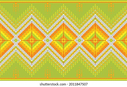 Geometric ethnic pattern oriental traditional design. Embroidery style for background, bags, ikat, jacket,  carpet, wallpaper, clothing, wrapping, fabric. Seamless vector illustration. CMYK color mode