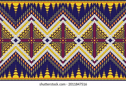 Geometric ethnic pattern oriental traditional design. Embroidery style for background, bags, ikat, jacket,  carpet, wallpaper, clothing, wrapping, fabric. Seamless vector illustration. CMYK color mode