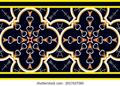 
Geometric ethnic pattern oriental traditional design. Embroidery flora style for bags, ikat, jacket,  carpet, wallpaper, clothing, wrapping, fabric. Seamless vector illustration.