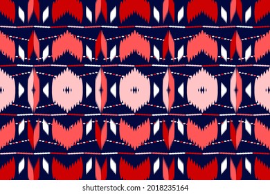 Geometric ethnic pattern oriental traditional design. Embroidery flora style for bags, ikat, jacket,  carpet, wallpaper, clothing, wrapping, fabric. Seamless vector illustration.