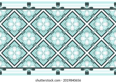 Geometric ethnic pattern oriental traditional design. Embroidery floral style for bags, ikat, jacket,  carpet, wallpaper, clothing, wrapping, fabric. Seamless vector illustration.