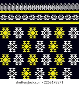 Geometrisches ethnisches Muster orientalisch. Gelbe und weiße Flora Muster. Design für Stoff, Vorhang, Hintergrund, Teppich, Tapete, Kleidung, Umhüllung, Batik, Stoff, Vektorgrafik. Musterkollektion.