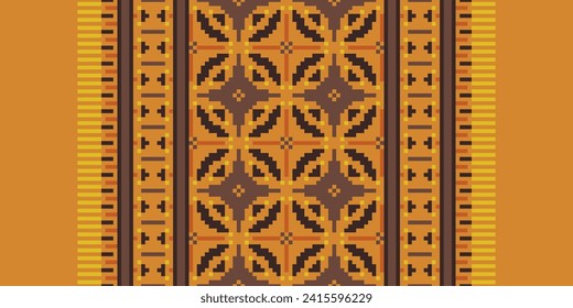 Geometric ethnic pattern. Pixel pattern. Design for clothing, fabric, background, wallpaper, wrapping, batik. Knitwear, Embroidery style. Aztec geometric art ornament print.Vector illustration