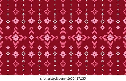 Geometric ethnic pattern, pixel ethnic pattern design for decoration, wallpaper, background, clothing , fabric texture 