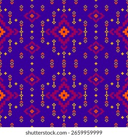 Geometric ethnic pattern, pixel ethnic pattern design for decoration, wallpaper, background, clothing , fabric texture 