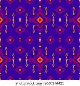 Geometric ethnic pattern, pixel ethnic pattern design for decoration, wallpaper, background, clothing , fabric texture 
