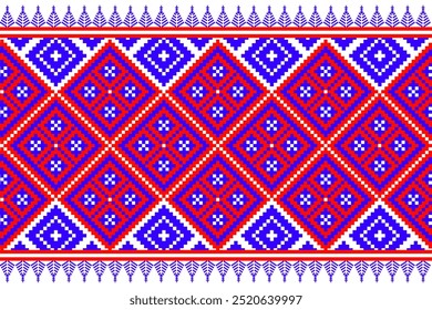 Geometric ethnic pattern red and blue color
background,vector ,geometric pattern,
,geometric oriental embroidery,Aztec
style,abstract background.design for carpet,
texture,fabric,clothing,decoration.
