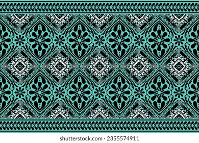 Geometric ethnic, Pattern seamless, Abstract seamless pattern, Embroidery ikat. Design for fabric, carpet, wallpaper, clothing, wrapping, Batik, fabric,Vector illustration background 