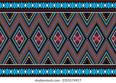 Geometric ethnic, Pattern seamless, Abstract seamless pattern, Embroidery ikat. Design for fabric, carpet, wallpaper, clothing, wrapping, Batik, fabric,Vector illustration background 