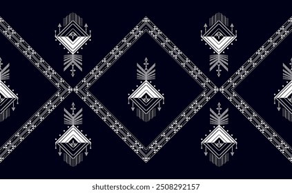 Geometric Ethnic pattern seamless pattern black and white or indigo fabric for carpet, clothing, wrapping, Batik, fabric or silk fabric, black and white Vector illustration
