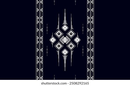 Geometric Ethnic pattern seamless pattern black and white or indigo fabric for carpet, clothing, wrapping, Batik, fabric or silk fabric, black and white Vector illustration