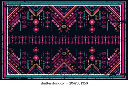 Patrón geométrico étnico de color oriental sin fisuras. patrón impecable. Diseño para tela, cortina, fondo, alfombra, papel pintado, ropa, envoltura, Batik, tela,Ilustración vectorial