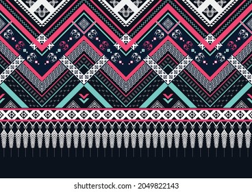 Patrón geométrico étnico de color oriental sin fisuras. patrón impecable. Diseño para tela, cortina, fondo, alfombra, papel pintado, ropa, envoltura, Batik, tela,Ilustración vectorial
