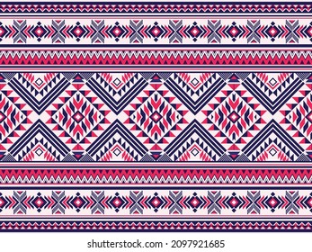 Patrón geométrico étnico de color oriental sin fisuras. patrón impecable. Diseño para tela, cortina, fondo, alfombra, papel pintado, ropa, envoltura, Batik, tela,Ilustración vectorial