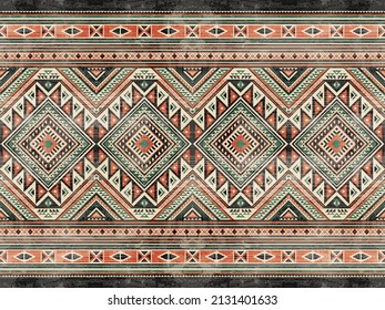 Patrón geométrico étnico de color oriental sin fisuras. patrón impecable. Diseño para tela, cortina, fondo, alfombra, papel pintado, ropa, envoltura, Batik, tela,Ilustración vectorial