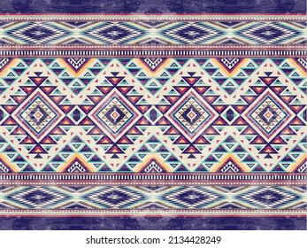 Patrón geométrico étnico de color oriental sin fisuras. patrón impecable. Diseño para tela, cortina, fondo, alfombra, papel pintado, ropa, envoltura, Batik, tela,Ilustración vectorial