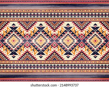 Patrón geométrico étnico de color oriental sin fisuras. patrón impecable. Diseño para tela, cortina, fondo, alfombra, papel pintado, ropa, envoltura, Batik, tela,Ilustración vectorial