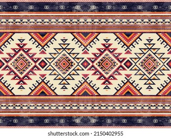 Patrón geométrico étnico de color oriental sin fisuras. patrón impecable. Diseño para tela, cortina, fondo, alfombra, papel pintado, ropa, envoltura, Batik, tela,Ilustración vectorial