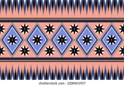Patrón geométrico étnico de color azul sin fisuras. patrón étnico sin costuras. Diseño para el negocio de la tela, cortina, fondo, alfombra, papel pintado, ropa, envoltura, Batik, tela, ilustración vectorial.