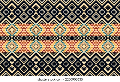 Geometric ethnic pattern seamless color blue. ethnic seamless pattern. Design for cloth business, curtain, background, carpet, wallpaper, clothing, wrapping, Batik, fabric,Vector illustration.