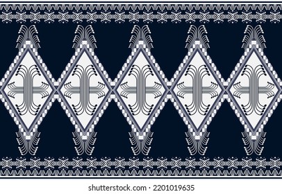 Geometric ethnic pattern seamless color blue. ethnic seamless pattern. Design for cloth business, curtain, background, carpet, wallpaper, clothing, wrapping, Batik, fabric,Vector illustration.