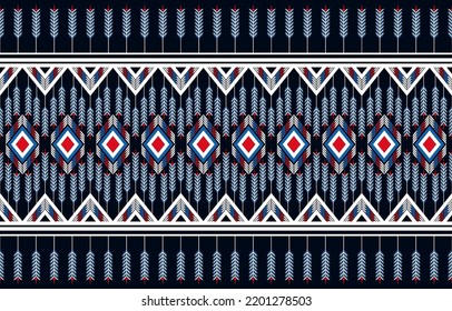 Patrón geométrico étnico de color azul sin fisuras. patrón étnico sin costuras. Diseño para el negocio de la tela, cortina, fondo, alfombra, papel pintado, ropa, envoltura, Batik, tela, ilustración vectorial.