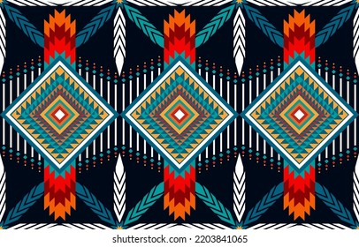 Geometric ethnic pattern seamless color blue. ethnic seamless pattern. Design for cloth business, curtain, background, carpet, wallpaper, clothing, wrapping, Batik, fabric,Vector illustration.