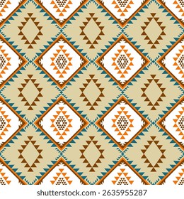 geometrische ethnische Muster nahtlose Farbe orientalisch. Hintergrund, Designvorhang, Teppich, Tapete, Kleidung, Umhüllung, Batik, Vektorgrafik
