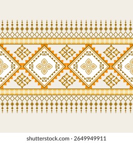 Padrão Étnico Geométrico Cor Sem Costura Oriental. Plano de fundo, Design Cortina, Tapete, Papel de parede, Roupas, Envoltório, Batik, Ilustração de vetor marrom
