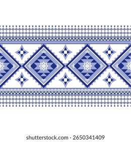 Geometric Ethnic Pattern Seamless Color Oriental. Background, Design Curtain, Carpet, Wallpaper, Clothing, Wrapping, Batik, Vector Illustration blue 
