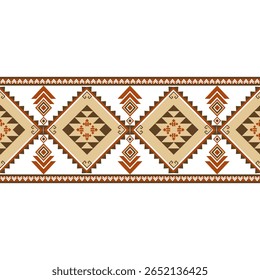 Geometric Ethnic Pattern Seamless Color Oriental. Background, Design Curtain, Carpet, Wallpaper, Clothing, Wrapping, Batik, Vector Illustration brown and range
