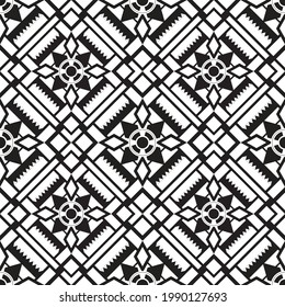 Geometrisches ethnisches Muster, nahtloses .nahtloses Muster. Design für Stoff, Vorhang, Hintergrund, Teppich, Tapete, Kleidung, Umhüllung, Batik, Stoff, Vektorgrafik.