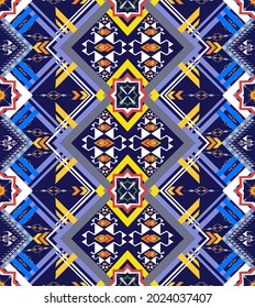 Geometric ethnic pattern seamless design for background or wallpaper. Ikat fabric pattern design concept.