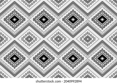 Geometric ethnic pattern seamless design for background or wallpaper. Ikat fabric pattern design concept. indian pattern fabric.black and white color patern.