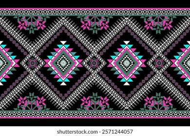 Geometric ethnic pattern seamless, Geometric design ,Aztec embroidery border seamless patterns.ethnic design, hipster backdrop, wallpaper Background, Design curtain, carpet ,fabric ,textile