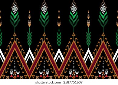 Geometric ethnic pattern seamless design for background , Tribal geometric seamless pattern , Ethnic design hipster backdrop ,wallpaper background , Design for curtain ,carpet ,fabric ,textile